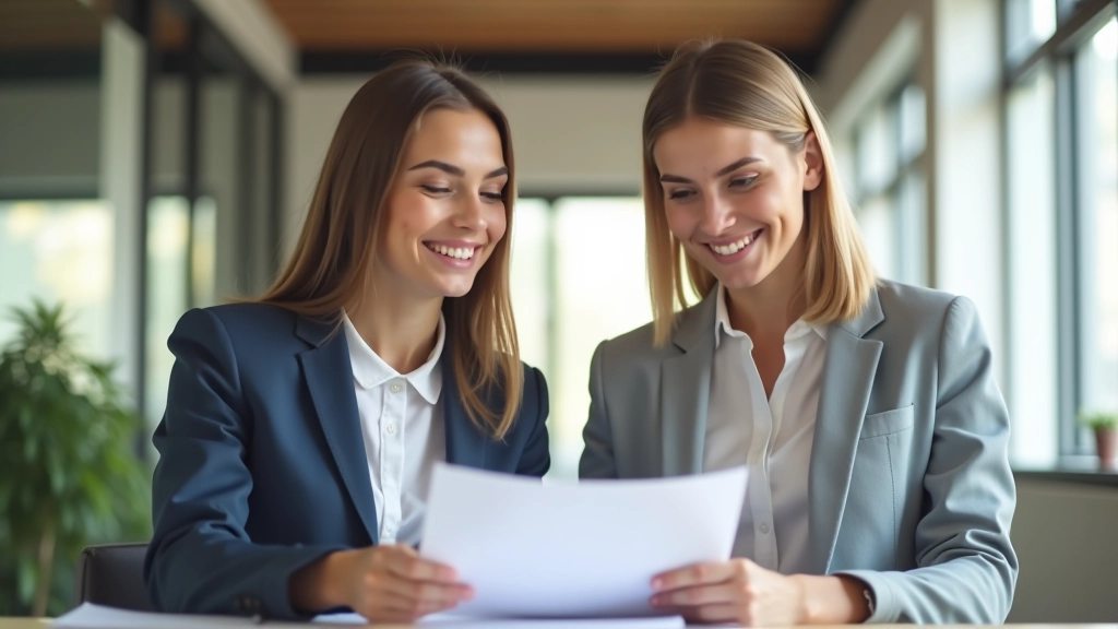 Jeune homme et femme examinant des documents financiers ensemble à un bureau moderne